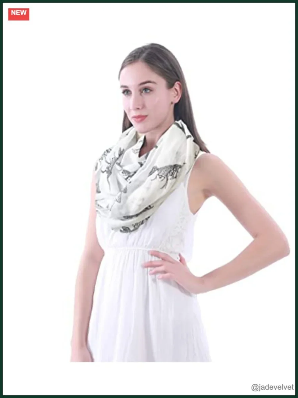 Dinosaur Print Infinity Scarf Lightweight Polyester Fashion Scarf
